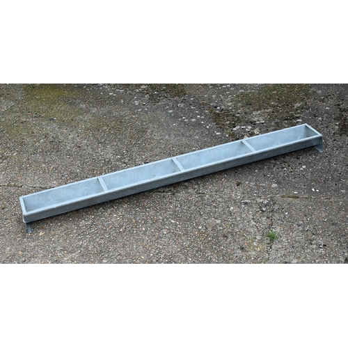 25 - An IAE galvanised metal floor feeding cattle trough planter, 274 cm/ 9 ft long