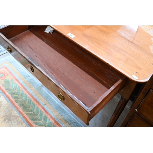 119 - # An antique lacquered hall table with single drawer and fluted supports, 82 x 46 x 70 cm high a/f