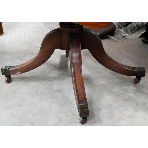 133 - # A 19th century mahogany drop leaf table with drawer to one end and opposing dummy drawer, with tur... 