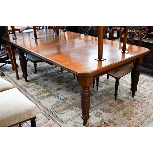 142 - # A late Victorian mahogany extending dining table, the wind-out top opening to accept the single le... 