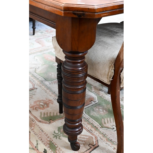 142 - # A late Victorian mahogany extending dining table, the wind-out top opening to accept the single le... 