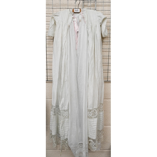 143 - # Two antique white cotton infant Christening robes with lace edgings