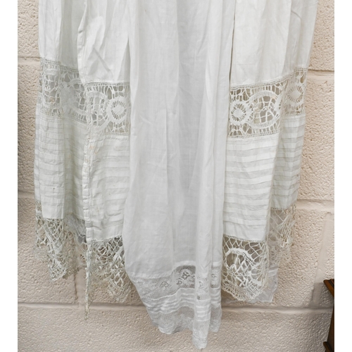 143 - # Two antique white cotton infant Christening robes with lace edgings