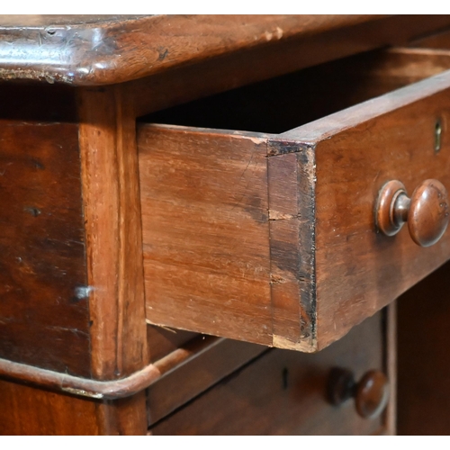 167 - A Victorian mahogany twin pedestal desk with nine drawers, a/f, 120 x 64 x 76 cm high