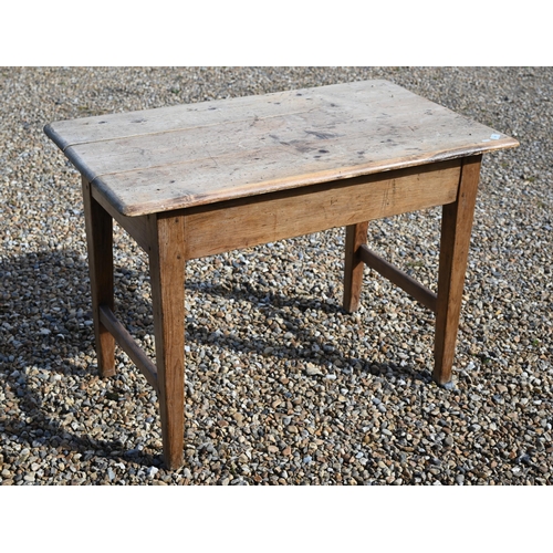 178 - # An antique pine rectangular pantry/prep table on tapering square supports, a/f, 110 x 66 x 77 cm h... 