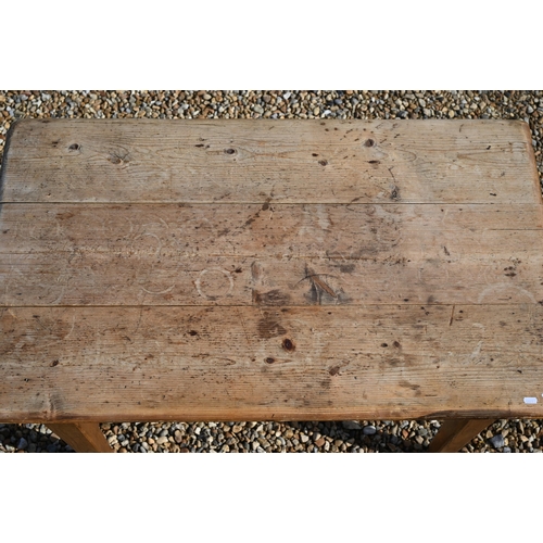 178 - # An antique pine rectangular pantry/prep table on tapering square supports, a/f, 110 x 66 x 77 cm h... 