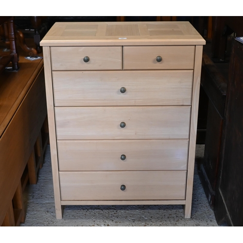 186 - # A modern pine chest of two short over four long drawers, 80 x 50 x 105 cm high