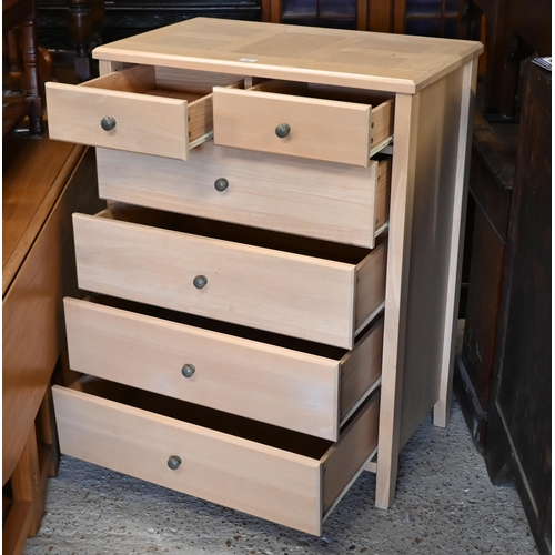 186 - # A modern pine chest of two short over four long drawers, 80 x 50 x 105 cm high