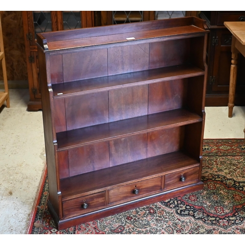 188 - A 19th century mahogany waterfall bookcase with two drawers, 84 x 20 x 96 cm high