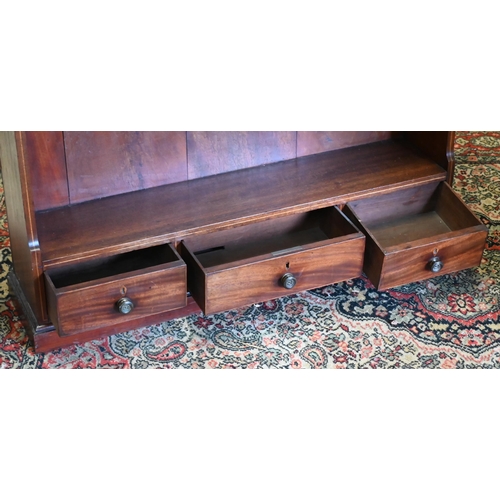 188 - A 19th century mahogany waterfall bookcase with two drawers, 84 x 20 x 96 cm high