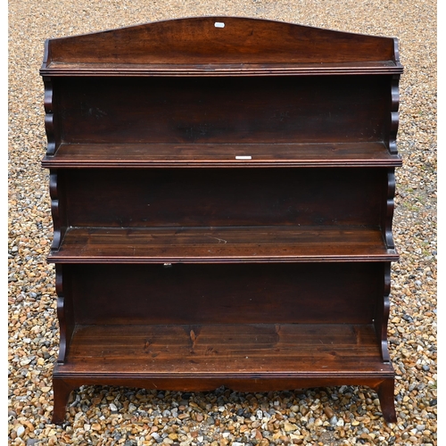 192 - An antique mahogany and stained pine waterfall bookcase, 92 x 26 x 100 cm high