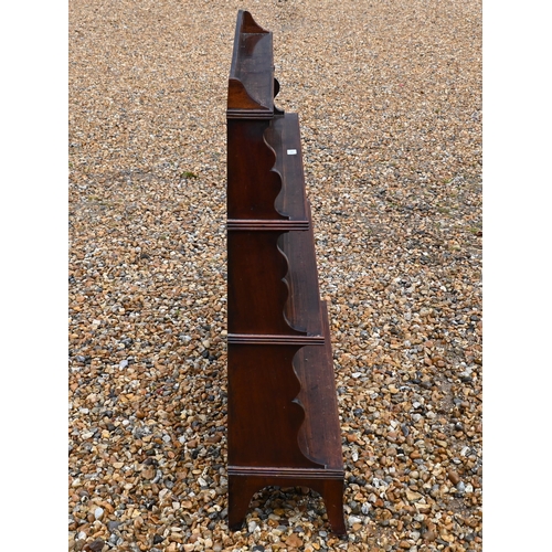 192 - An antique mahogany and stained pine waterfall bookcase, 92 x 26 x 100 cm high