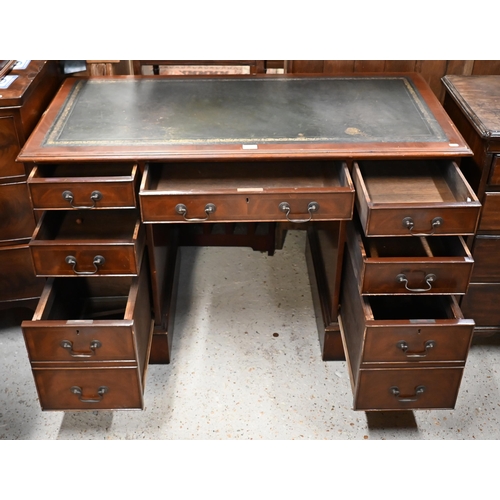 197 - A reproduction mahogany twin pedestal desk, 122 x 60 x 78 cm high