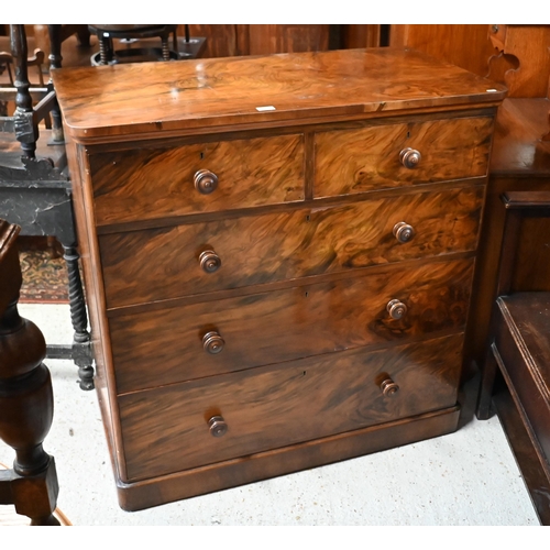 199 - A Victorian walnut chest of two short over three long drawers, 108 x 58 x 108 cm