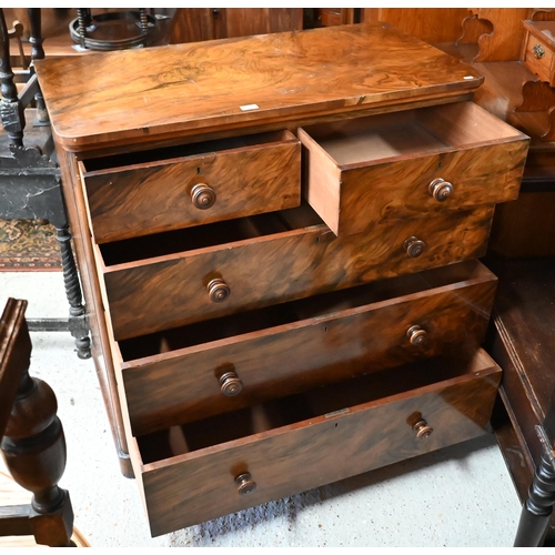 199 - A Victorian walnut chest of two short over three long drawers, 108 x 58 x 108 cm