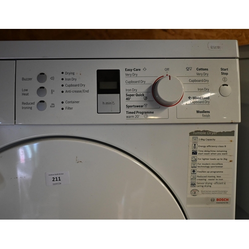 211 - White goods - A Bosch Avantix x8 condenser tumble dryer, 60 x 60 x 84 cm, untested and no warranty o... 