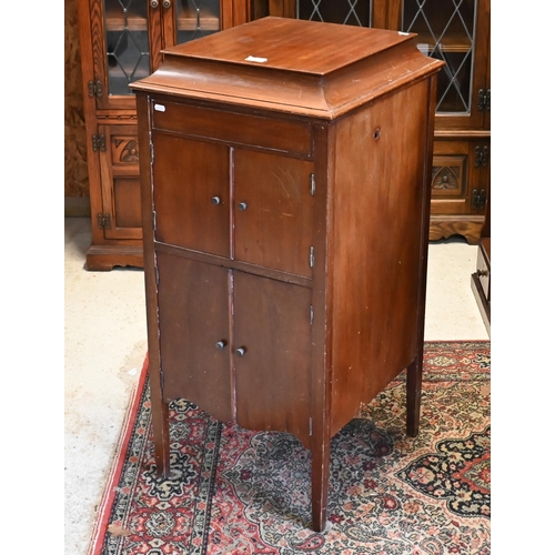 233 - # An early 20th century mahogany 'Academy' gramophone cabinet, 50 x 50 x 100 cm and selection of dis... 