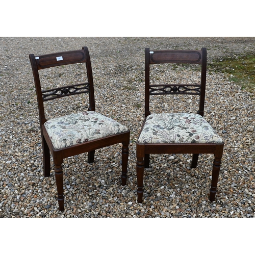 236 - Set of four 19th century mahogany dining chairs with floral paid seats (4)