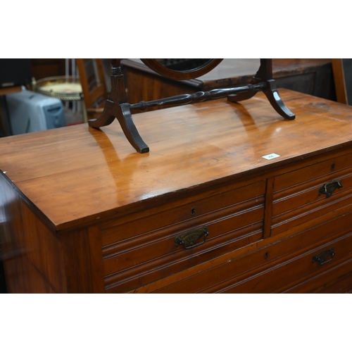 256 - An Edwardian satinwood chest of two short over three long drawers a/f (missing handle), 102 x 50 x 1... 