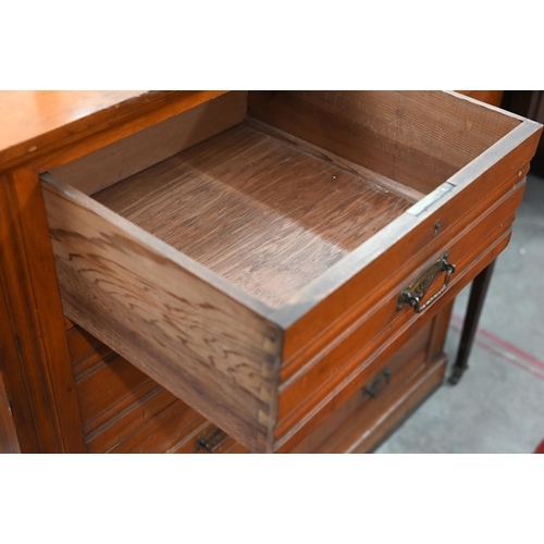 256 - An Edwardian satinwood chest of two short over three long drawers a/f (missing handle), 102 x 50 x 1... 