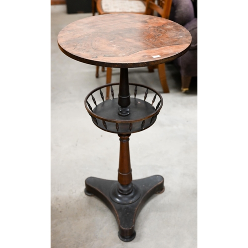 267 - A Victorian rosewood occasional table, the circular top over a galleried secondary tier and raised o... 