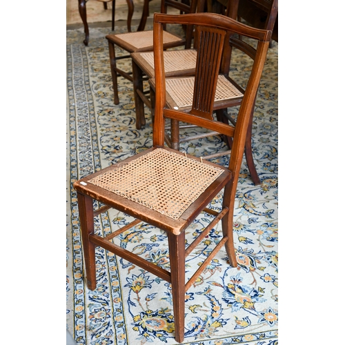 285 - # A trio of Edwardian cane seat side chairs to/with another side chair (4)