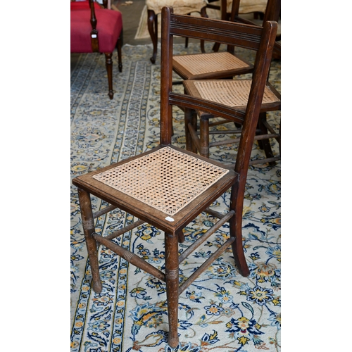 285 - # A trio of Edwardian cane seat side chairs to/with another side chair (4)