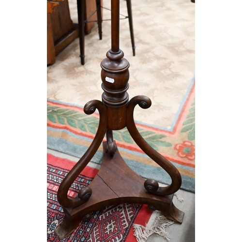 287 - A 19th century carved paw foot foot stool with overstuffed fabric top, 49 cm x 49 cm x 16 cm h to/wi... 