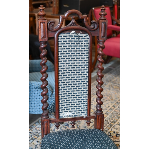 292 - A Victorian pre-dieu chair to/with a kneeling stool and a button-back nursing chair, upholstered in ... 