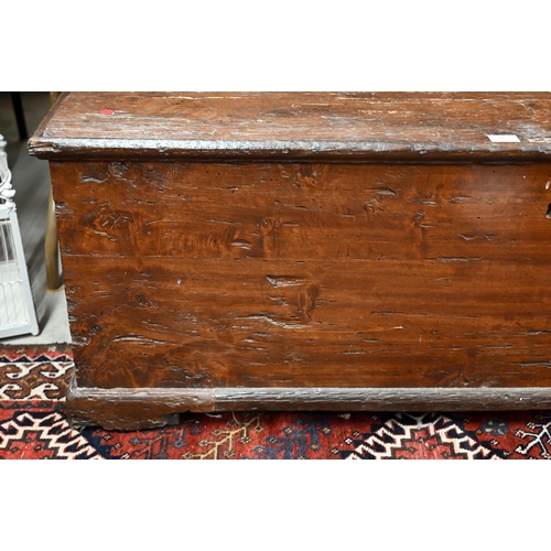 295 - A 17th century Italian fruitwood cassonne, or coffer, 133 cm x 54 cm x 49 cm h