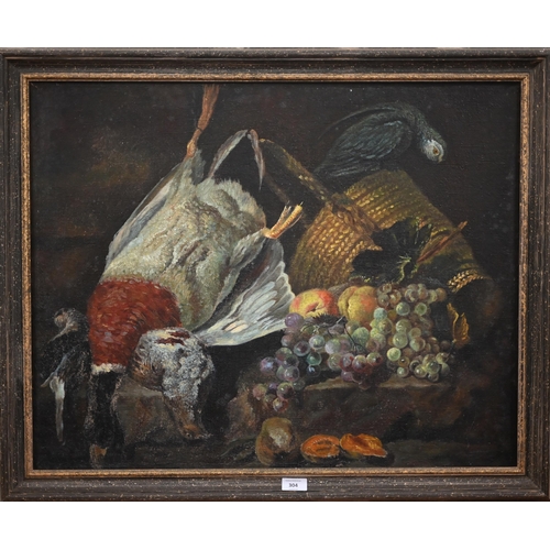 304 - Vladimir Ushkovets - Still life study of dead game, birds and fruit, oil on canvas, 59 x 74 cm