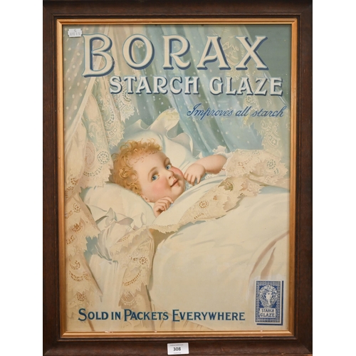 308 - A vintage poster 'Borax Starch Glaze - Improves all starch', 54 x 40 cm