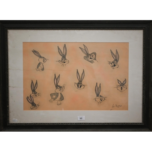 309 - After V E Penney - A Bugs bunny print, 35 x 54 cm