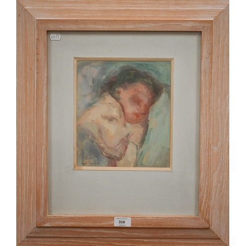 310 - Hazel Bull - Sleeping infant, gouache, signed, 24 x 21.5 cm