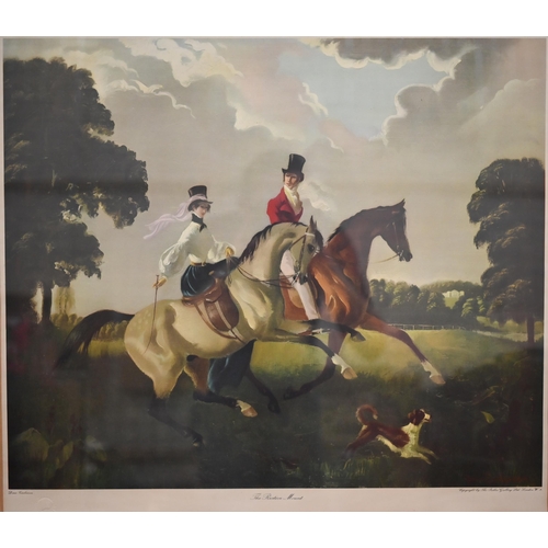 311 - Three Doris Zinckeisen horse and rider/carriage prints, 51 x 61 cm to/w two botanical studies of cam... 