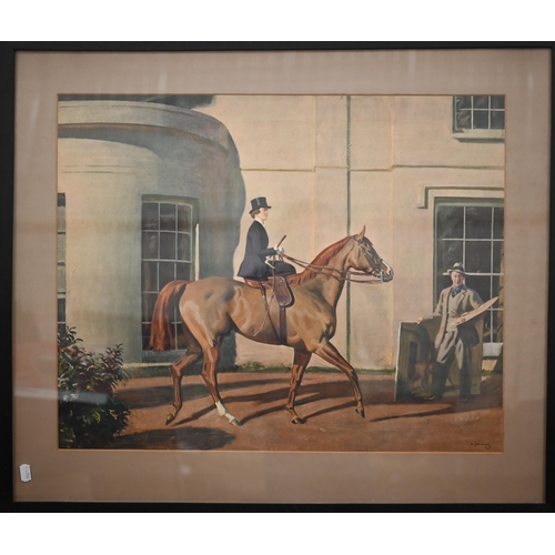 312 - Two Munnings prints - My wife my horse myself, Before the Start, Newmarket and a Stubbs print 'Mares... 