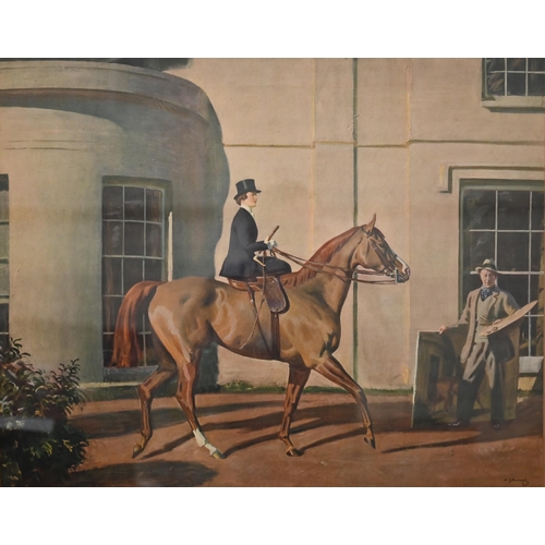 312 - Two Munnings prints - My wife my horse myself, Before the Start, Newmarket and a Stubbs print 'Mares... 