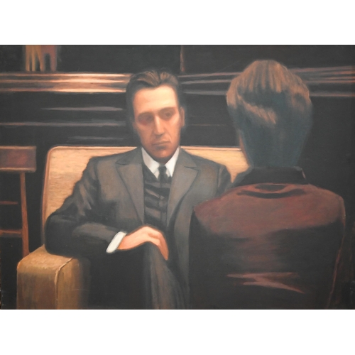 317 - A set of eight oil on canvas studies of film stills including Robert de Niro 'The Godfather' and 'Ta... 