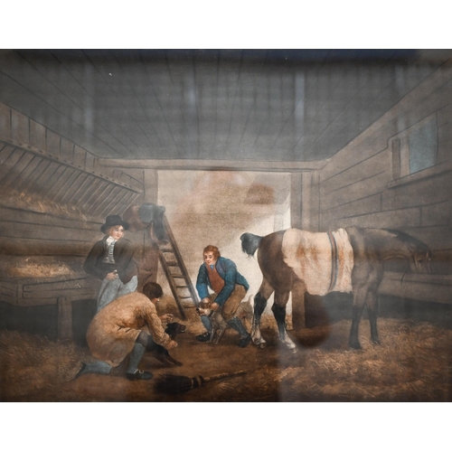 329 - Two George Morland colour engravings 'XI Stable Amusement' and 'Feeding the Pigs', 46 x 60 cm (2)