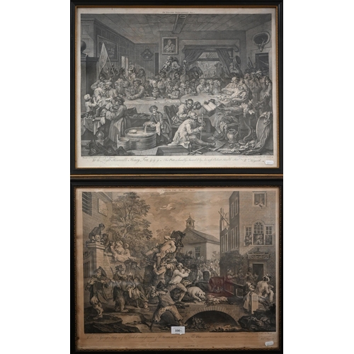 330 - Two antique Hogarth engravings - An Election Entertainment plate I, 43.4 x 56 cm and Chairing the Me... 