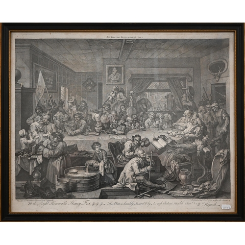 330 - Two antique Hogarth engravings - An Election Entertainment plate I, 43.4 x 56 cm and Chairing the Me... 