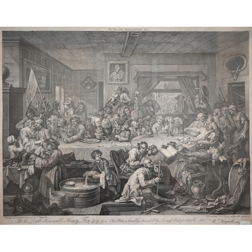 330 - Two antique Hogarth engravings - An Election Entertainment plate I, 43.4 x 56 cm and Chairing the Me... 