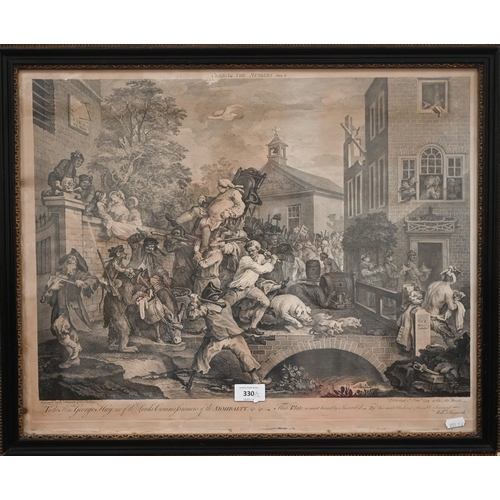 330 - Two antique Hogarth engravings - An Election Entertainment plate I, 43.4 x 56 cm and Chairing the Me... 