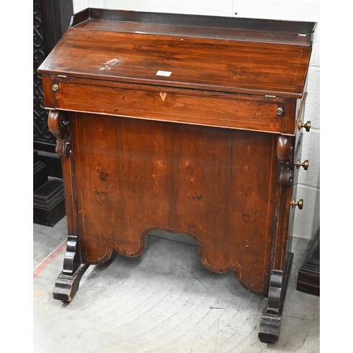 357 - # A Victorian rosewood desk with three drawers to one side, a conversion