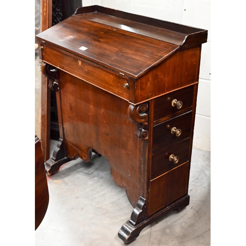 357 - # A Victorian rosewood desk with three drawers to one side, a conversion