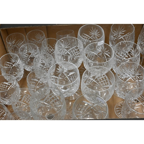 363 - # A set of twelve cut and moulded wine glasses, to/w twelve sherry glasses and eight hock glasses (b... 