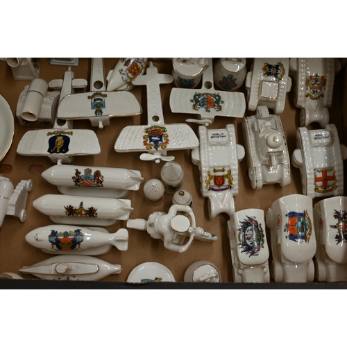 372 - A collection of Great War period and later crested china including four monoplanes, five tanks, four... 