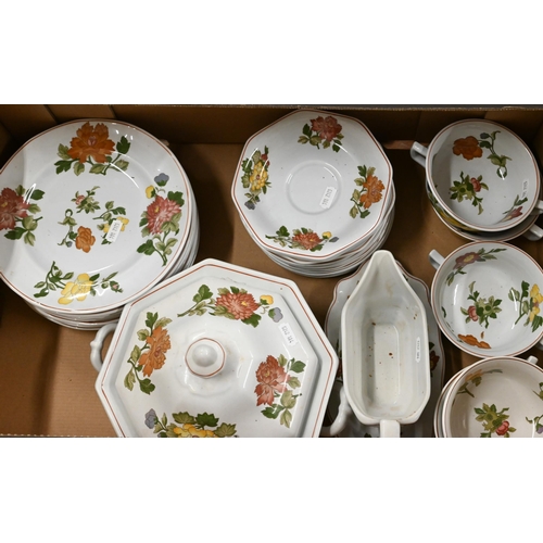 379 - # A Wedgwood 'Kimono' pattern dinner service, 54 pieces, including covers (2 boxes)