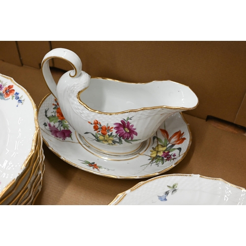 391 - # Thirty pieces of 19th century Royal Copenhagen floral-painted dinner-ware - all a/f (2 boxes)