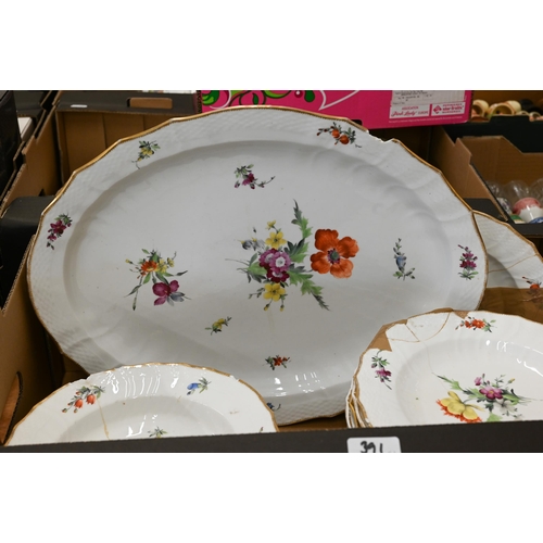 391 - # Thirty pieces of 19th century Royal Copenhagen floral-painted dinner-ware - all a/f (2 boxes)